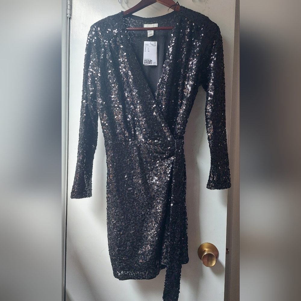 H&M Black Sequin Party Dress – Brand New with Tags- Small